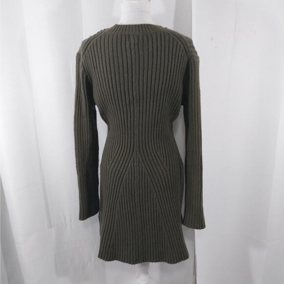 H&M! PLUSH, SNUGGLY KHAKI GREEN KNIT, MIDI LENGTH, SWEATER DRESS! SZ XL - Picture 7 of 13